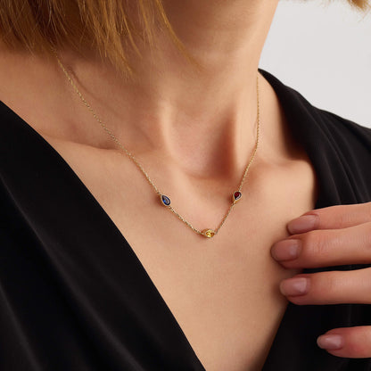 Multi-Birthstone Necklace in Gold