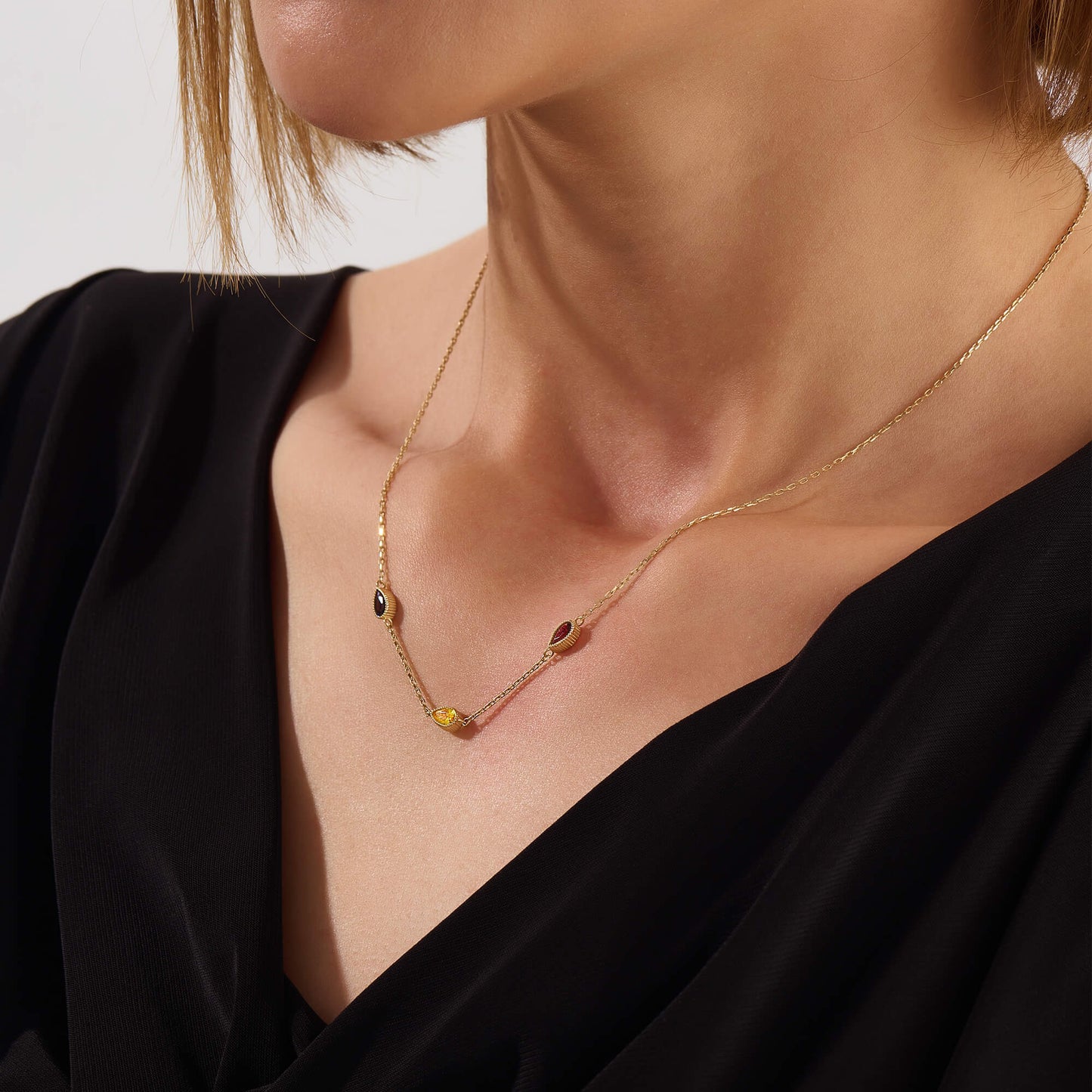 Multi-Birthstone Necklace in Gold