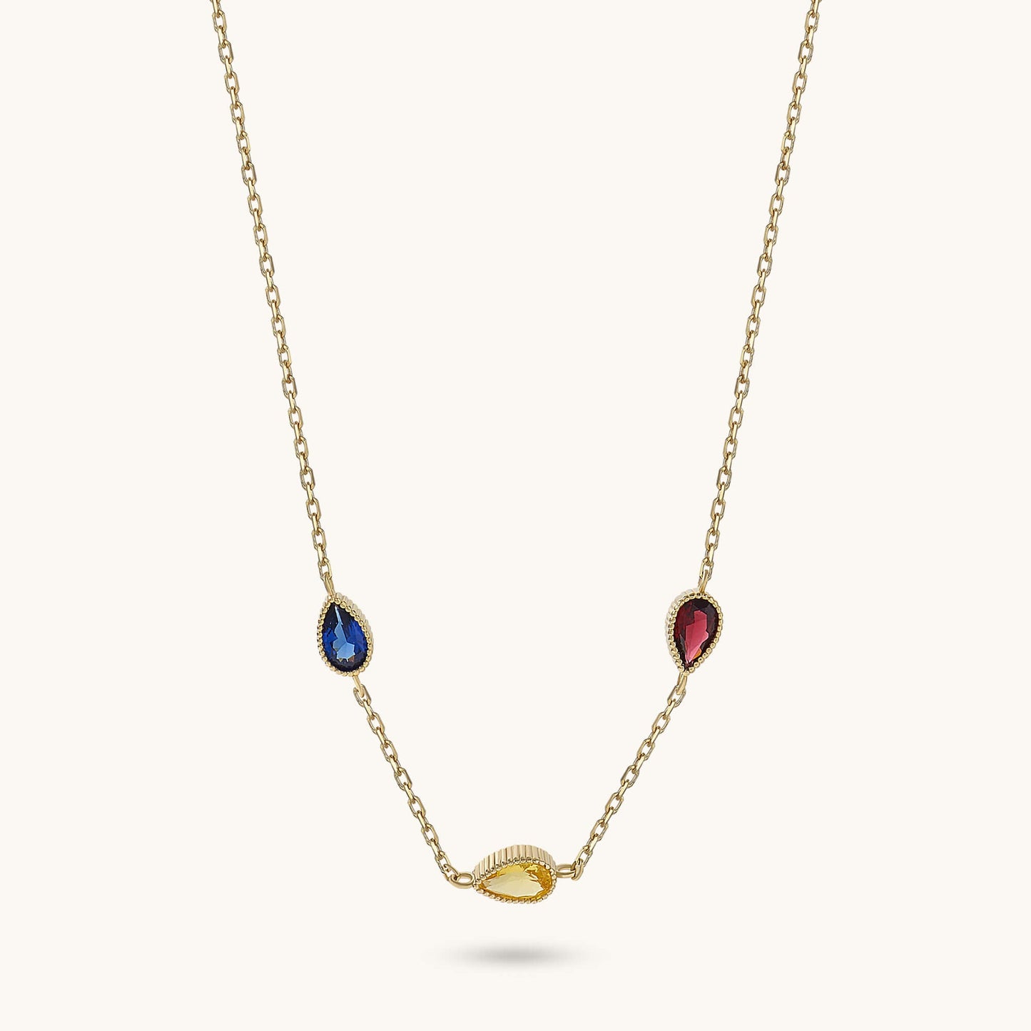 Multi-Birthstone Necklace in Gold