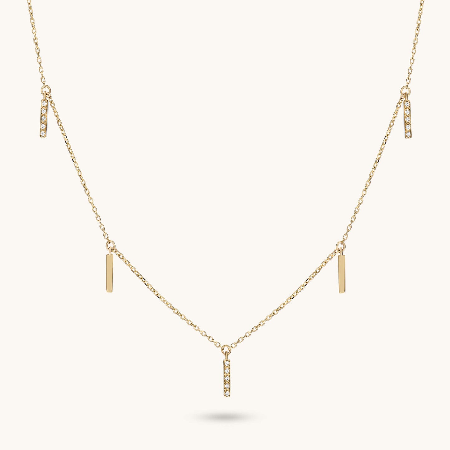 Multi Bar Station Necklace in Gold