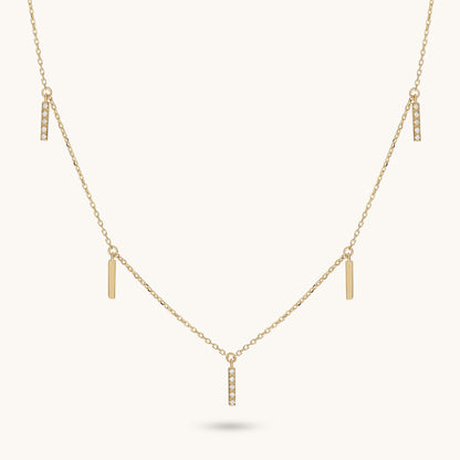 Multi Bar Station Necklace in Gold