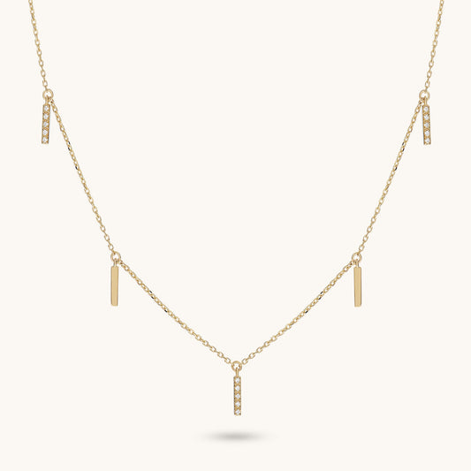 Multi Bar Station Necklace in Gold