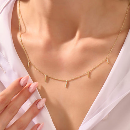 Multi Bar Station Necklace in Gold