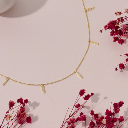 Multi Bar Station Necklace in Gold