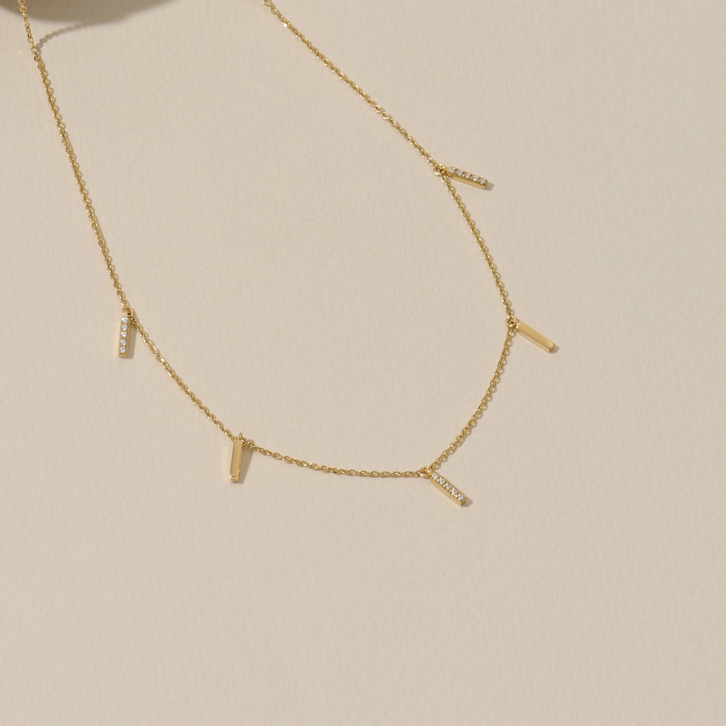 Multi Bar Station Necklace in Gold
