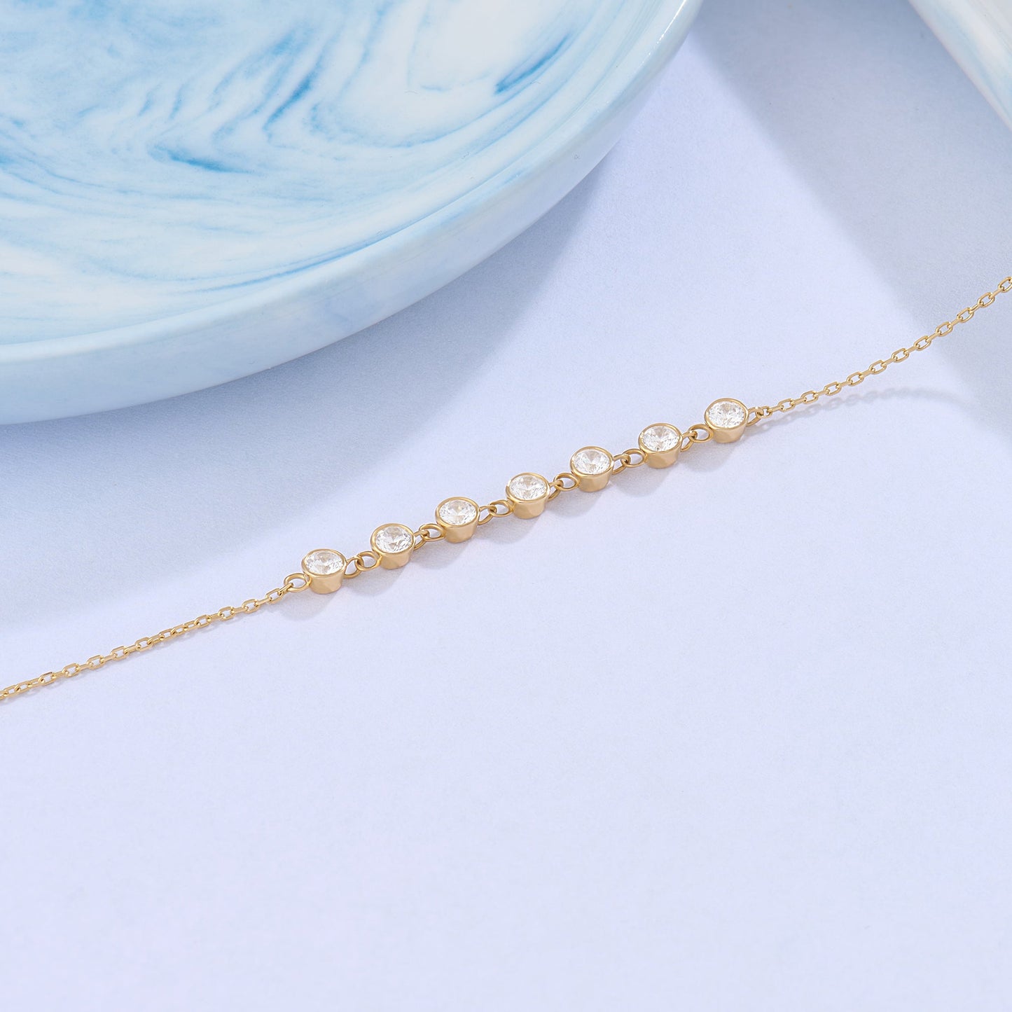 Multi Bezel Chain Bracelet in Gold