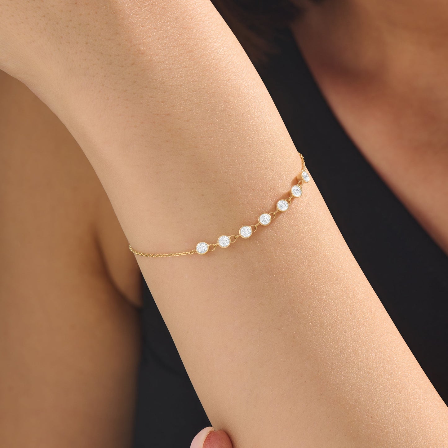 Multi Bezel Chain Bracelet in Gold