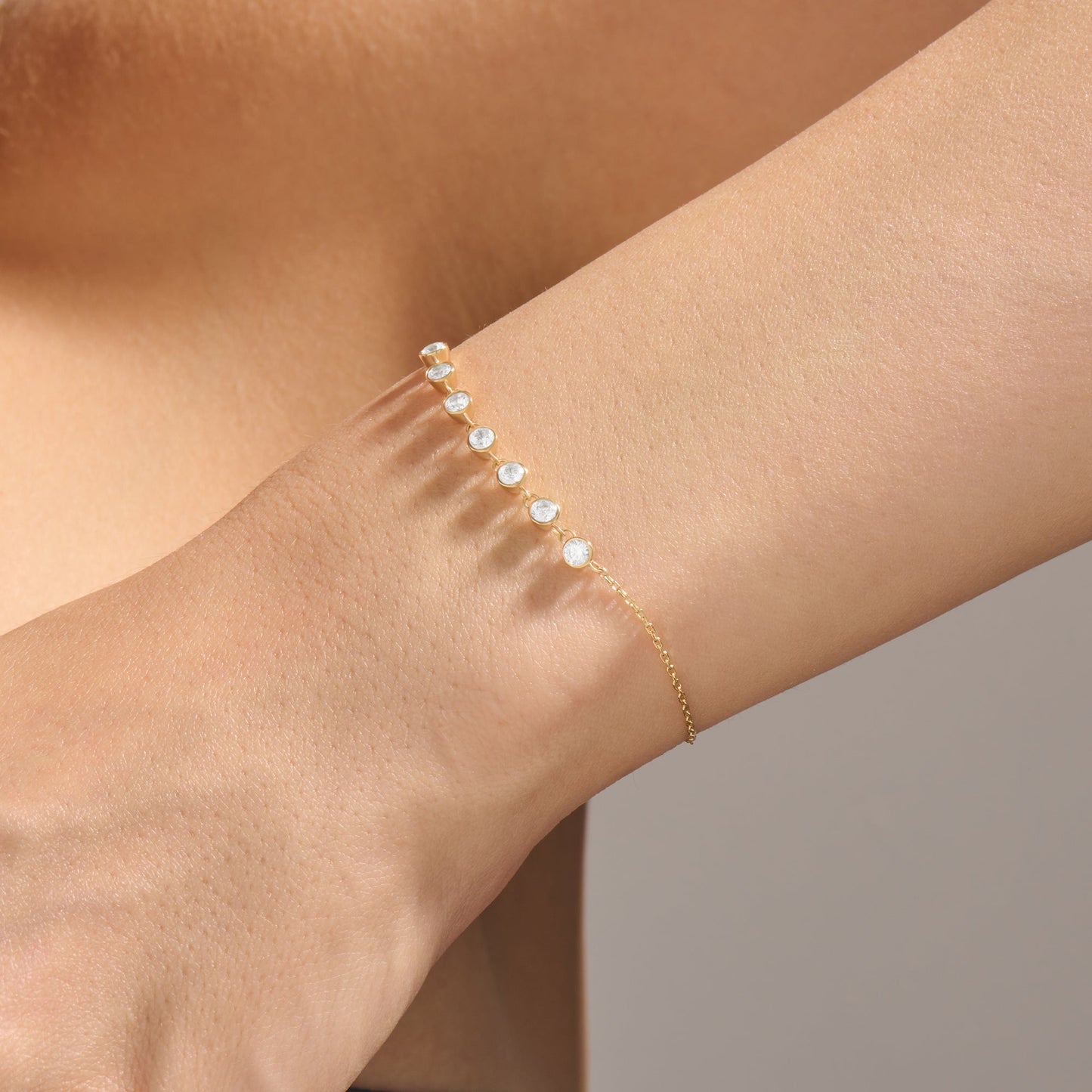 Multi Bezel Chain Bracelet in Gold