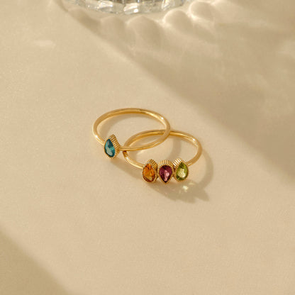 Pear Birthstone Ring in Gold
