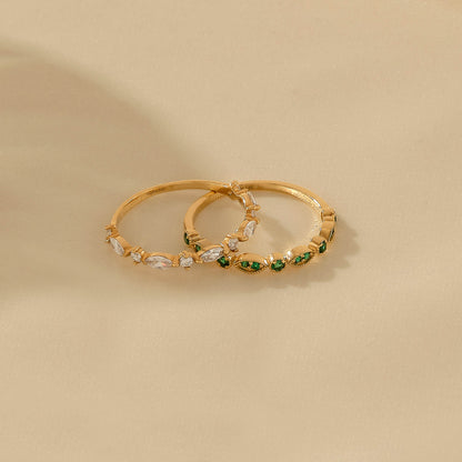 Emerald Art Deco Wedding Band Ring in Gold