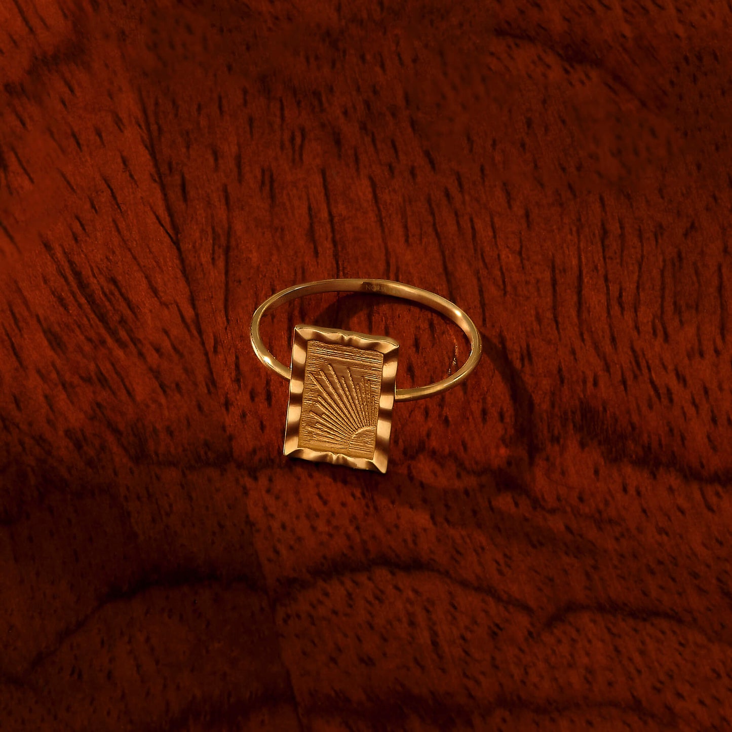 Rectangular Sunshine Ring in Gold