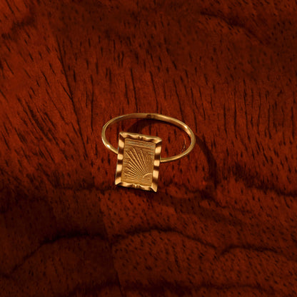 Rectangular Sunshine Ring in Gold