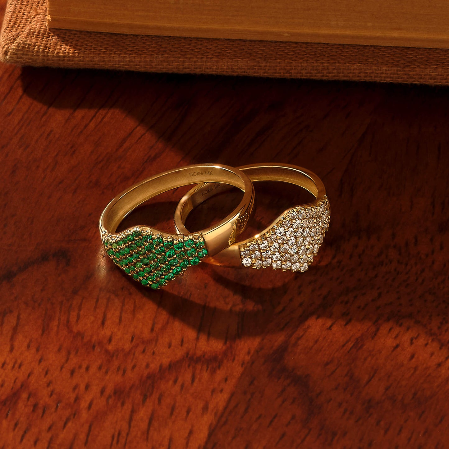 Flat Pave Signet Ring in Gold