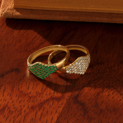 Flat Pave Signet Ring in Gold