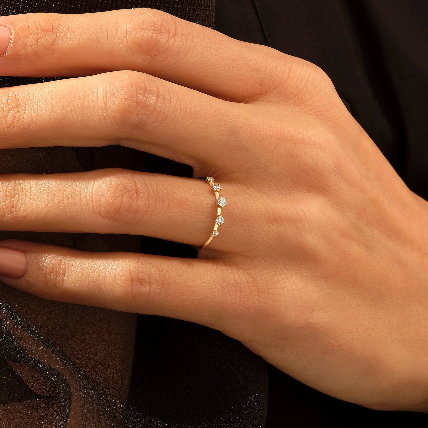 Pave Solitaire Ring in Gold