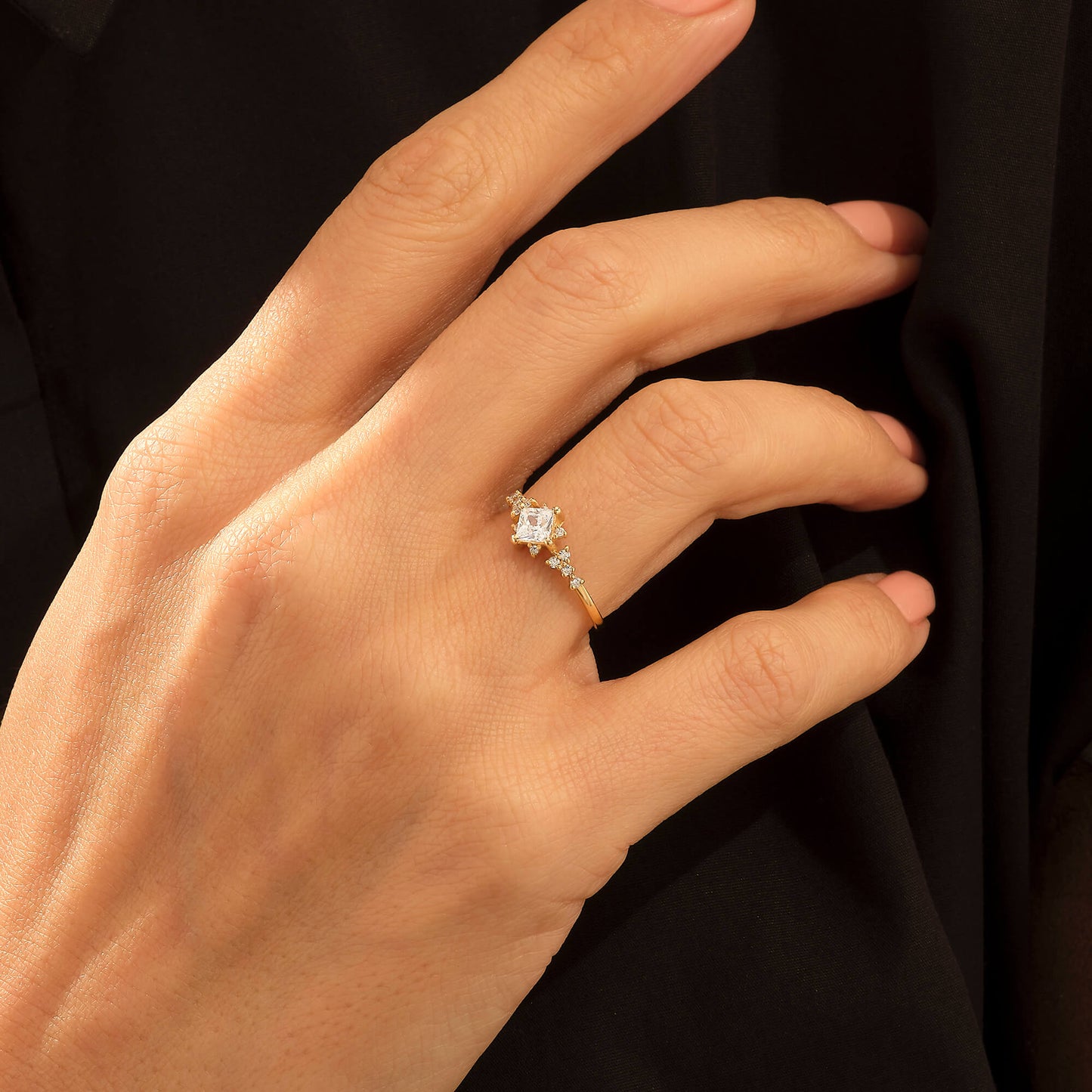 Sparkle Square Promise Ring in Gold