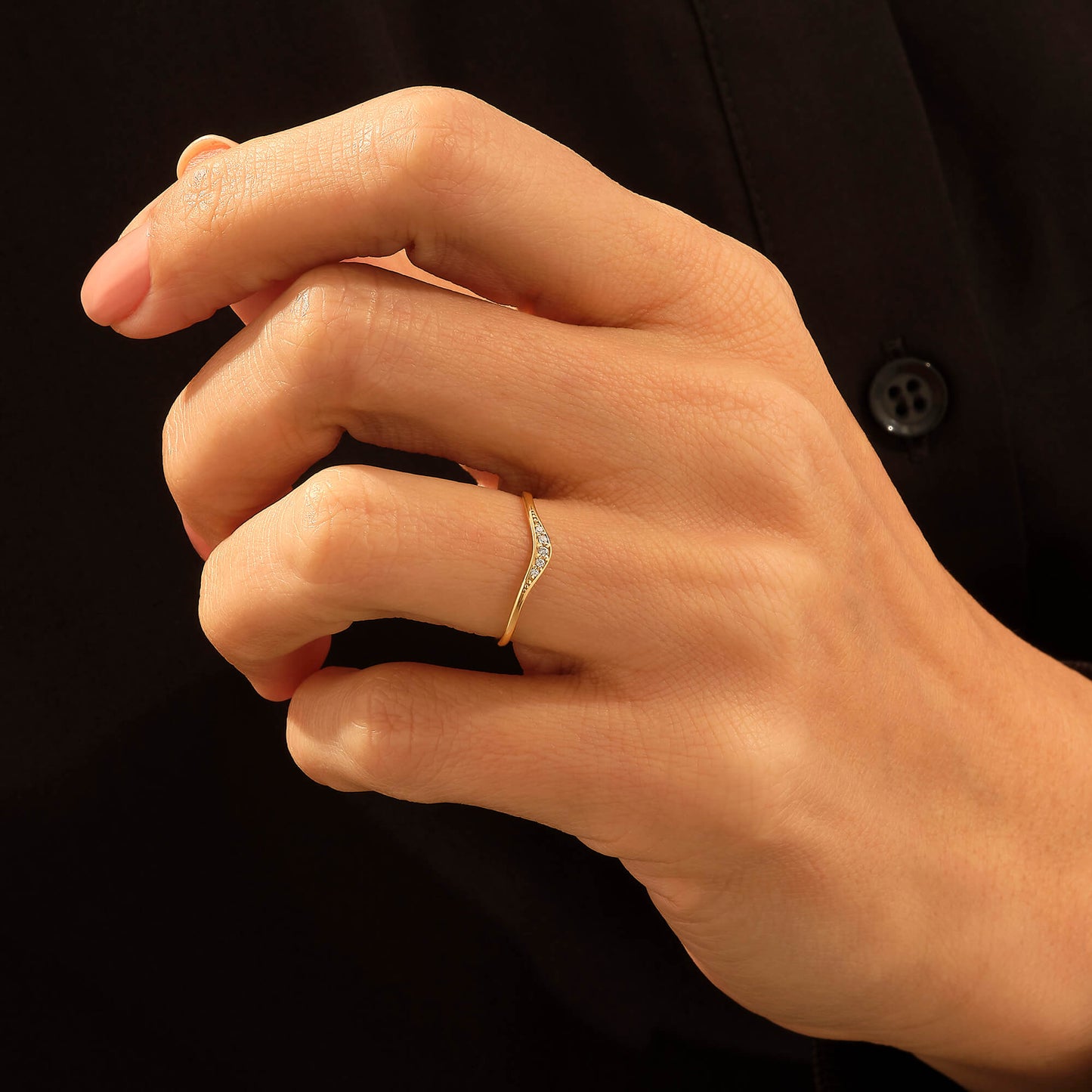 Minimalist Curved Stacking Ring in Gold