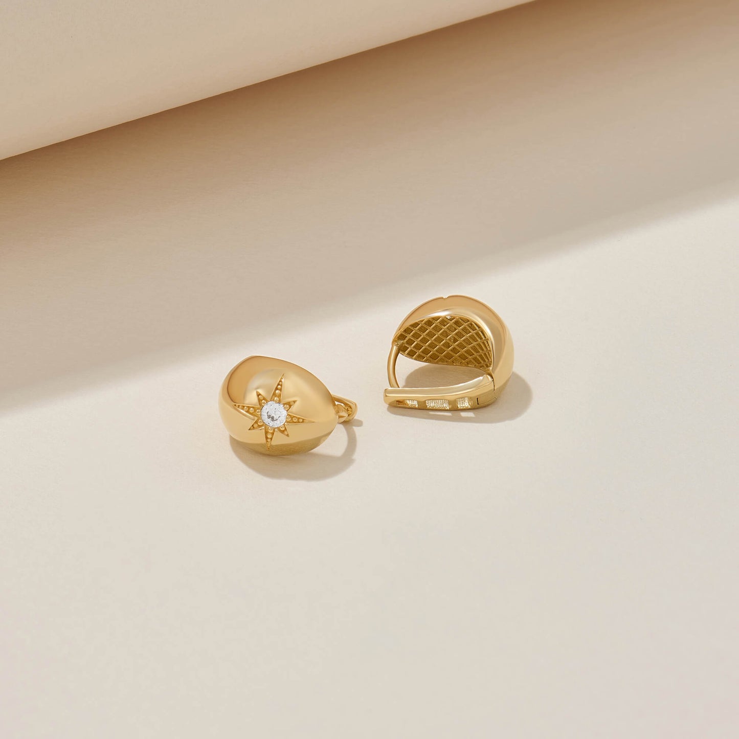 North Star Dome Huggie Earrings in Gold