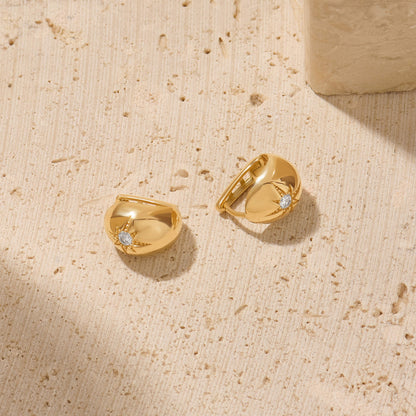 North Star Dome Huggie Earrings in Gold
