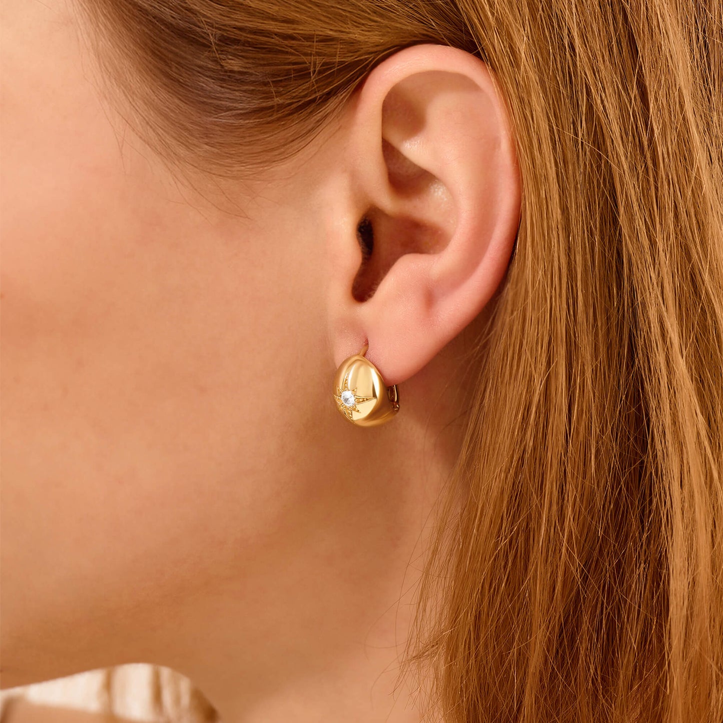 North Star Dome Huggie Earrings in Gold