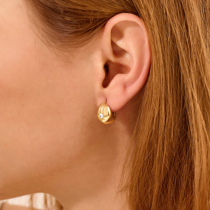 North Star Dome Huggie Earrings in Gold