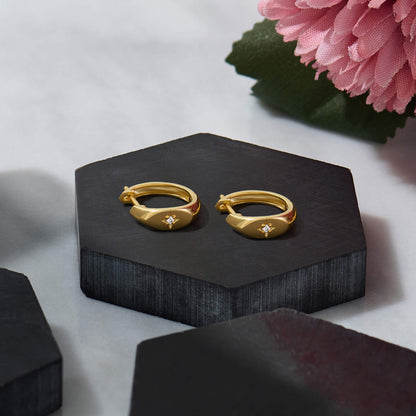 North Star Huggie Earrings - Gold Vermeil