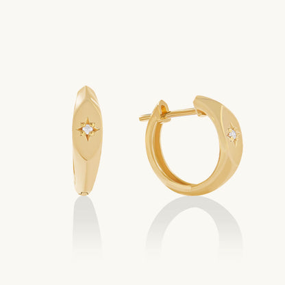 North Star Huggie Earrings - Gold Vermeil