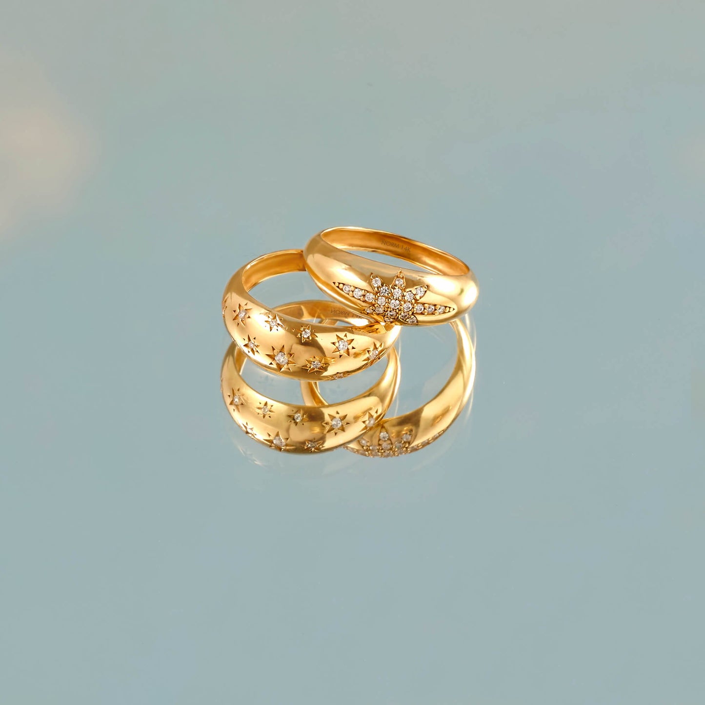 North Star Pave Dome Ring in Gold