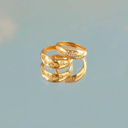North Star Pave Dome Ring in Gold