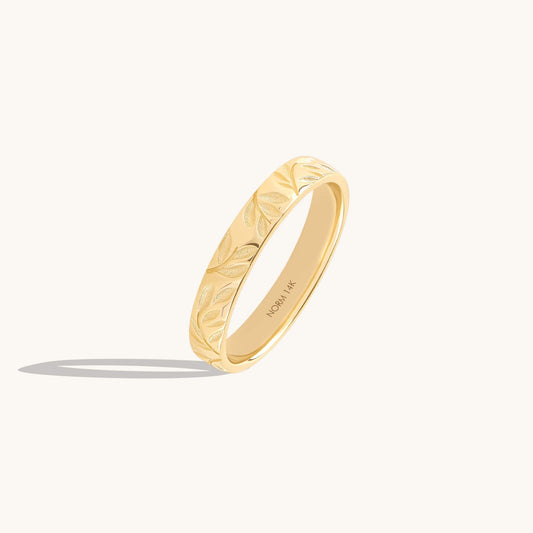 Olive Branch Wedding Band Ring in Gold