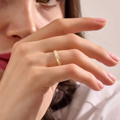 Olive Branch Wedding Band Ring in Gold