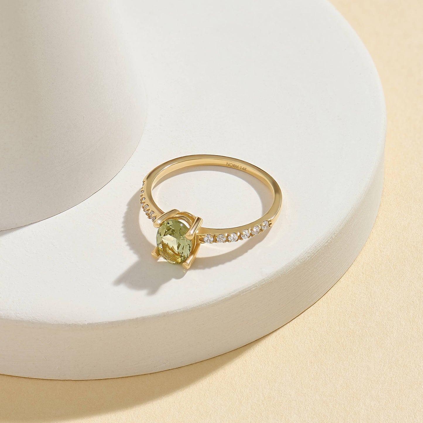 Olive Green Sapphire Oval Solitaire Ring in Gold