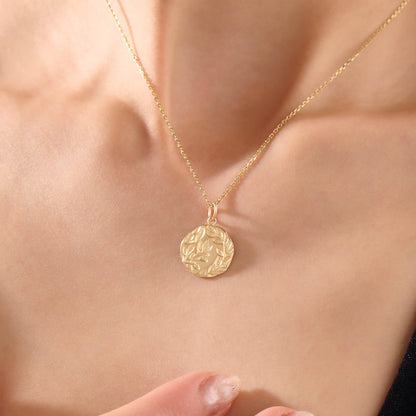 Olive Leaf Coin Necklace in Gold