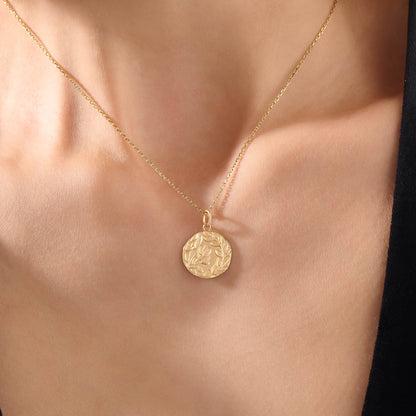 Olive Leaf Coin Necklace in Gold