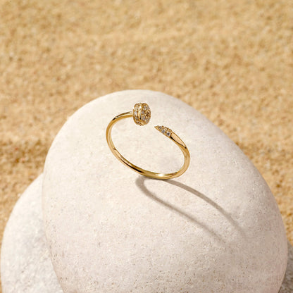 Open Nail Ring in Gold