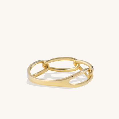 Oval Cable Chain Ring in Gold