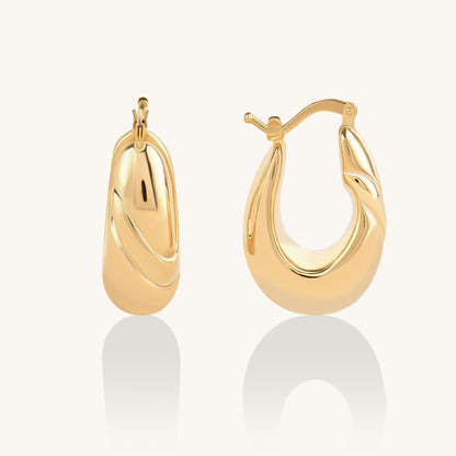 Oval Dome Hoop Earrings in Gold