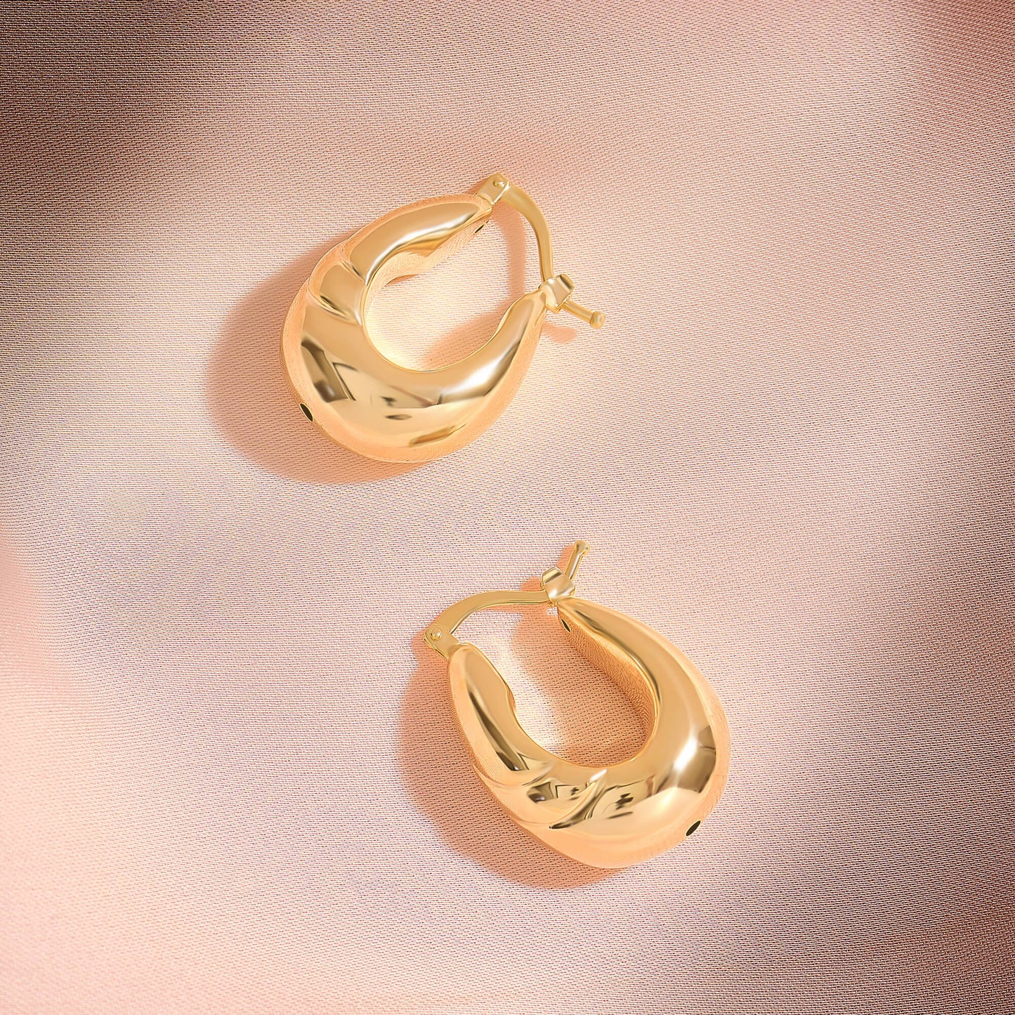 Oval Dome Hoop Earrings in Gold