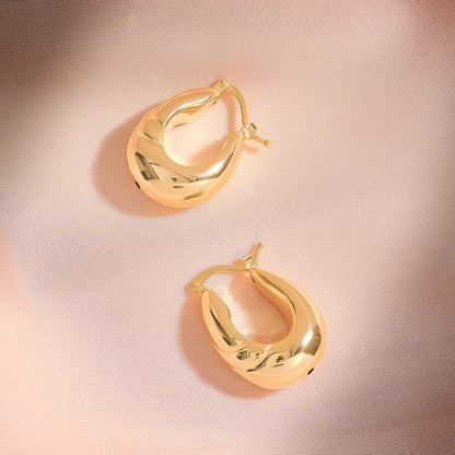 Oval Dome Hoop Earrings in Gold