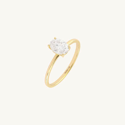 Oval Moissanite Engagement Ring in Gold