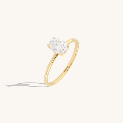 Oval Moissanite Engagement Ring in Gold