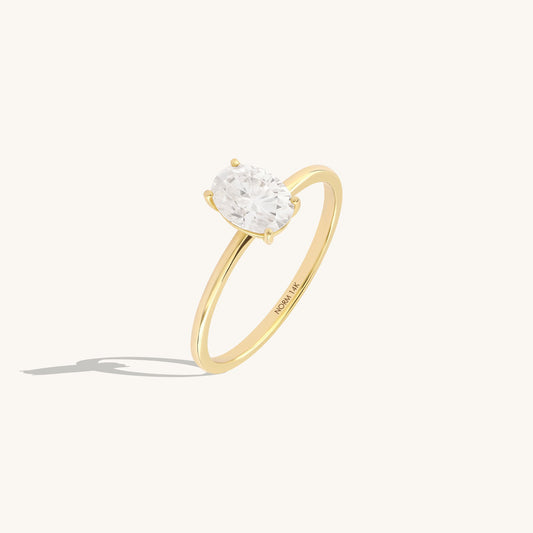 Oval Moissanite Engagement Ring in Gold