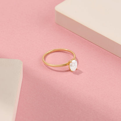 Oval Moissanite Engagement Ring in Gold