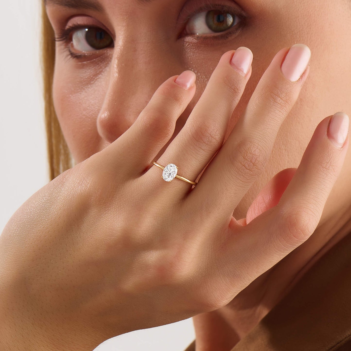 Oval Moissanite Engagement Ring in Gold