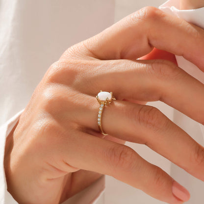 Oval Opal Solitaire Ring in Gold