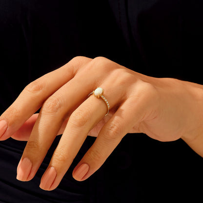 Oval Opal Solitaire Ring in Gold