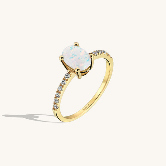 Oval Opal Solitaire Ring in Gold