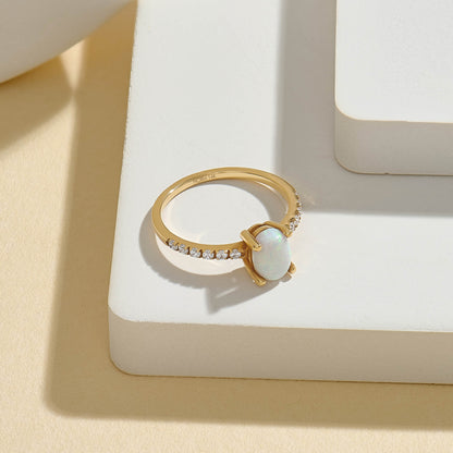 Oval Opal Solitaire Ring in Gold