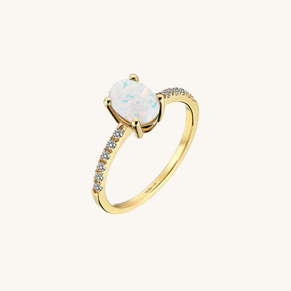 Oval Opal Solitaire Ring in Gold