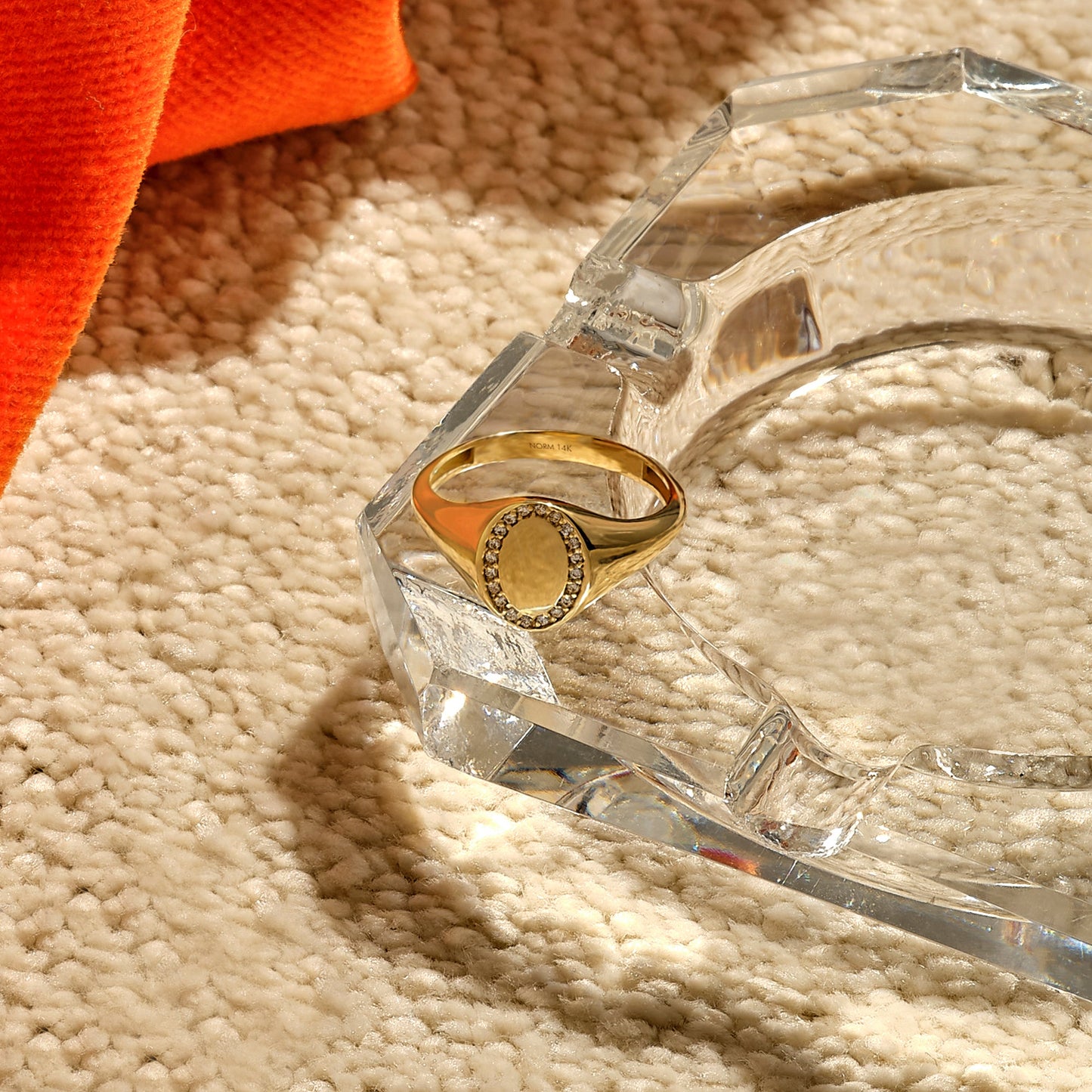 Oval Pave Signet Ring in Gold